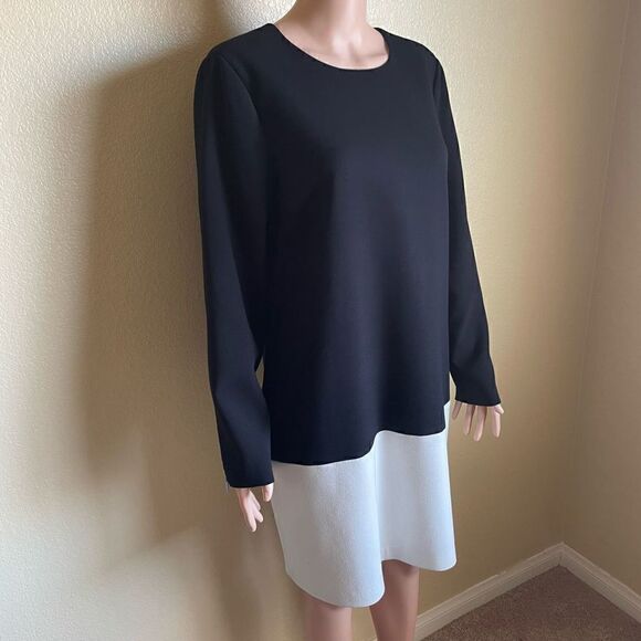 Michael Kors Long Sleeve Colorblock Sheath Dress Black White Size 12 - Picture 5 of 8